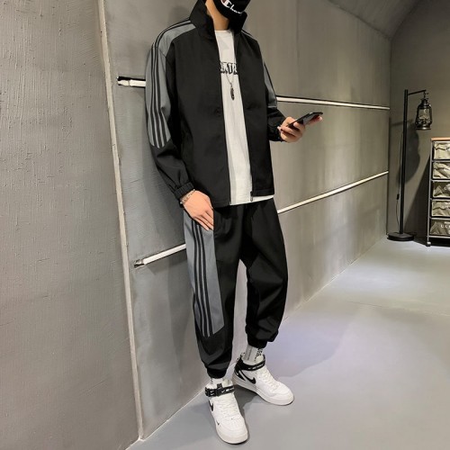 Classic Men's 2-Piece Athletic Tracksuit - Black |image