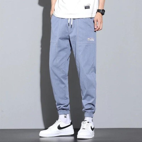 High-Quality Loose Thick Cargo Jogger Pants - Blue |image
