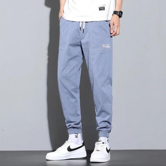 High-Quality Loose Thick Cargo Jogger Pants - Blue |image