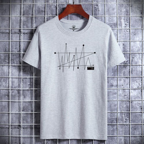 New Korean Style Men's Short-Sleeved Cotton T-Shirt - Grey |image