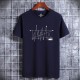 New Korean Style Men's Short-Sleeved Cotton T-Shirt - Navy Blue |image