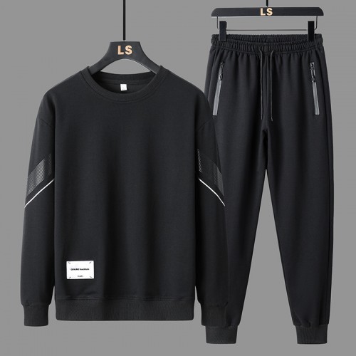 Stylish Men's Tracksuit Casual & Sporty Two-Piece Set - Black |image