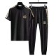 Men's Black T-Shirt And Jogger Set With Gold Stripes |image