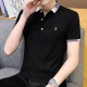 Men's Short Sleeve Polo Shirt Casual Loose Large Solid - Black