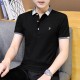 Men's Short Sleeve Polo Shirt Casual Loose Large Solid - Black |image