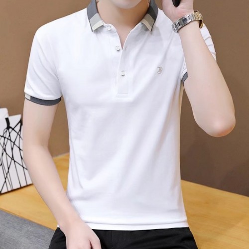 Men's Short Sleeve Polo Shirt Casual Loose Large Solid - White |image