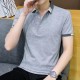 Men's Short Sleeve Polo Shirt Casual Loose Large Solid - Grey |image