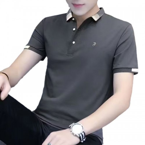 Men's Short Sleeve Polo Shirt Casual Loose Large Solid - Dark Grey |image