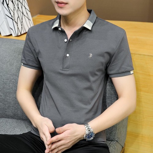 Men's Short Sleeve Polo Shirt Casual Loose Large Solid - Dark Grey |image