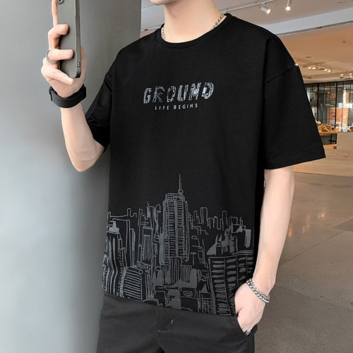 Men's Short Sleeve Pure Cotton Smooth Shirts - Black |image