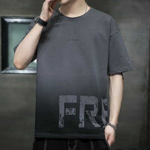 Men's Korean Style Short Sleeve T-Shirt - Dark Grey |image