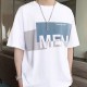 Men Trendy Printing Short Sleeves Shirt Round Neck T-Shirt - White |image