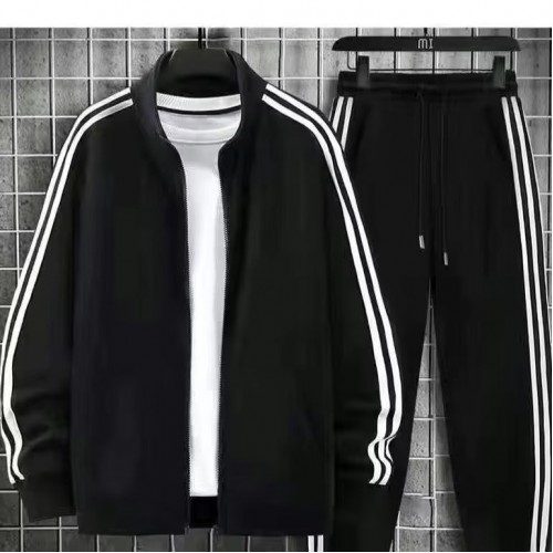 Men's White Tracksuit with Black Stripes Sporty & Stylish |image