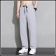 Men's Draped Silk Sports Trousers - Grey |image