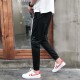 Men's Black Casual Cotton Sweatpants with Elastic Waist |image