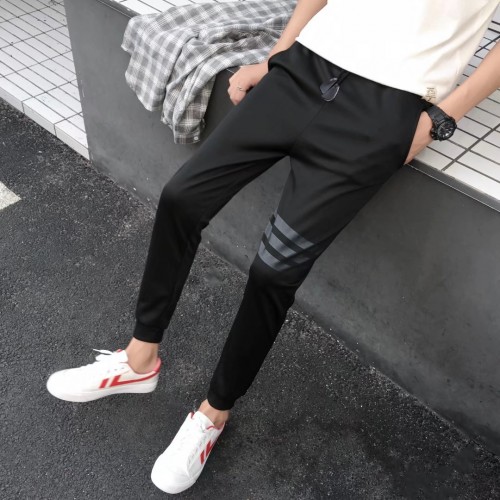 Men's Black Casual Cotton Sweatpants with Elastic Waist |image