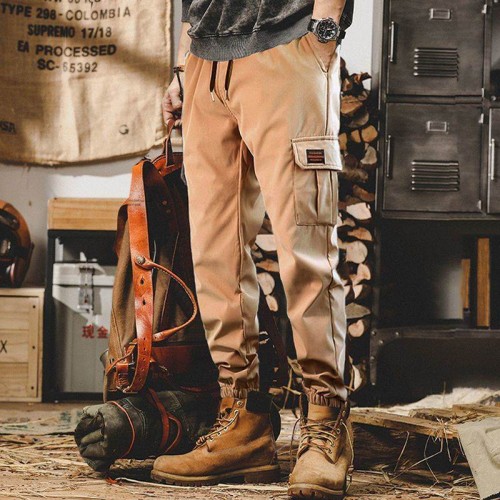 Men's Cargo Work Pants With Jogger Fit - Biege |image