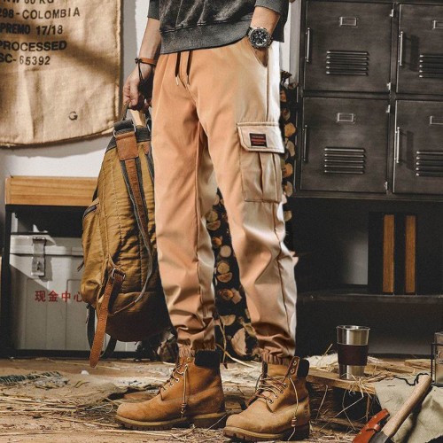 Men's Cargo Work Pants With Jogger Fit - Biege |image