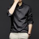  Men's Long Sleeved Business High-End ice silk shirts - Black