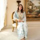 Women Muslim Exquisite Embroidery Long Sleeve Maxi Dress - Light Blue |image