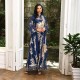Casual V-neck Color contrast Embroidery Regular sleeve Maxi Dress - Navy Blue |image
