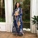 Casual V-neck Color contrast Embroidery Regular sleeve Maxi Dress - Navy Blue |image