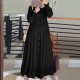 Muslim Long Puff Sleeve Ruffled Dresses For Women - Black |image