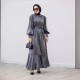 Muslim Women Style Solid Color Long Sleeve Dress - Black |image