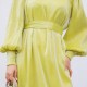 Muslim Women Style Solid Color Long Sleeve Dress - Green |image