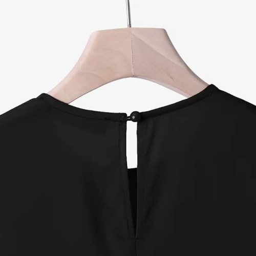 Muslim Women Two Piece Suit Long Sleeved O-Neck Casual Shirt - Black |image