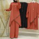 Muslim Women Two Piece Suit Long Sleeved O-Neck Casual Shirt - Red |image