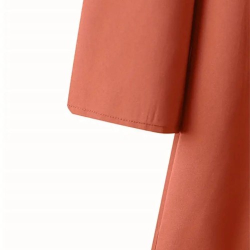 Muslim Women Two Piece Suit Long Sleeved O-Neck Casual Shirt - Red |image