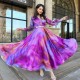 New Foreign Trade Printed Large Swing Mesh Dress - Purple |image