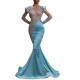 Light Blue Fishtail Skirt Long Sand Gold Series Dress |image