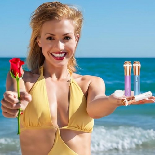 Professional Facial Hair Remover with 18K Gold-Plated Head - White |image