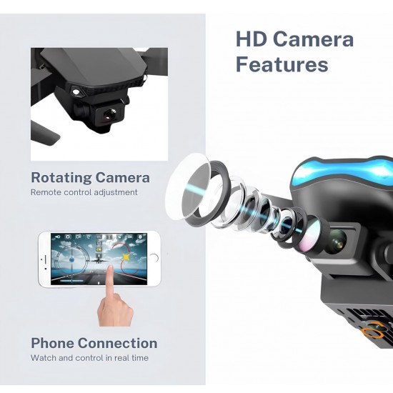 E99 4K Dual Camera Drone with LED Light for Adults Folding Quadcopter Toy with Altitude Hold Headless Mode |image