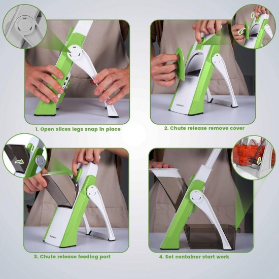 SupMaKin Safe Mandoline Slicer Upright Vegetable Potatoes Slicer Chopper Julienne + Dicer Thickness Adjuster For Kitchen |image