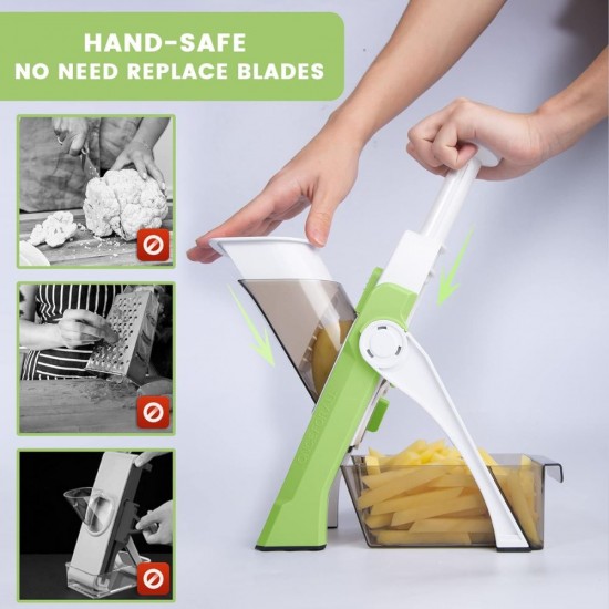 SupMaKin Safe Mandoline Slicer Upright Vegetable Potatoes Slicer Chopper Julienne + Dicer Thickness Adjuster For Kitchen |image