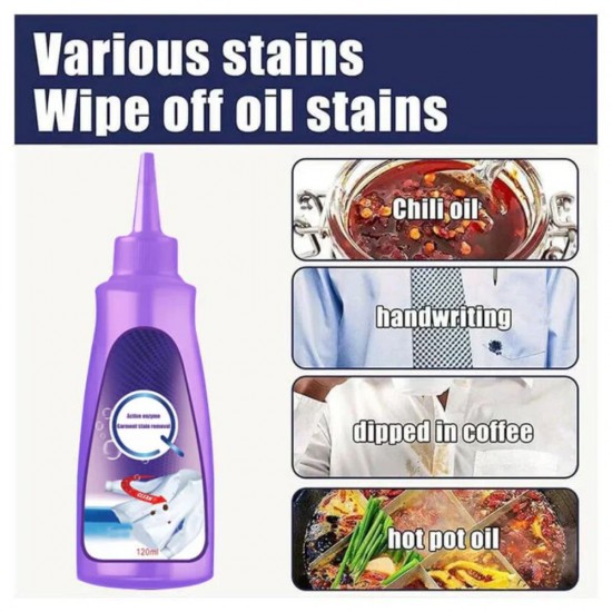 Active Enzyme Laundry Stain Remover 120ml Stubborn Stains Cleaner |image