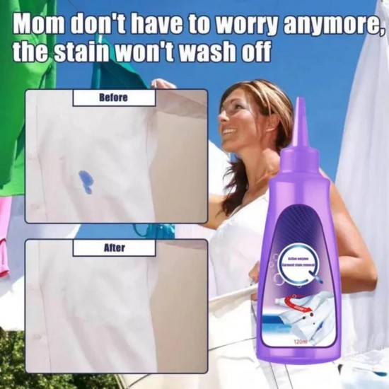 Active Enzyme Laundry Stain Remover 120ml Stubborn Stains Cleaner |image