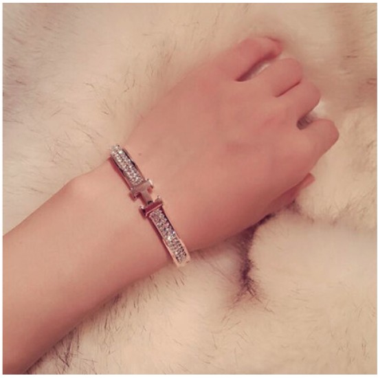 Showing image for Women Gold Plated with Letter H Diamonds Crystals Bracelet Women Gold Plated with Letter H Diamonds Crystals Bracelet |image