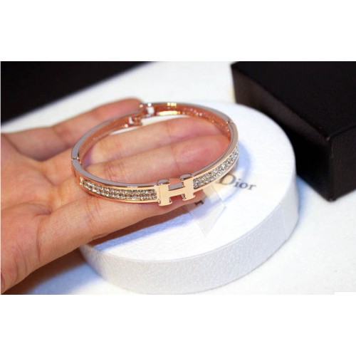 Women Gold Plated with Letter H Diamonds Crystals Bracelet |image