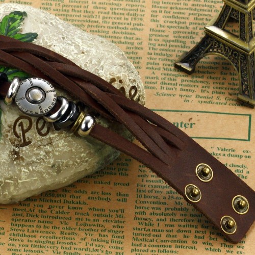 Handmade Brown Leather Fashion Bracelet |image