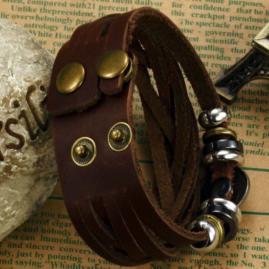Handmade Brown Leather Fashion Bracelet |image