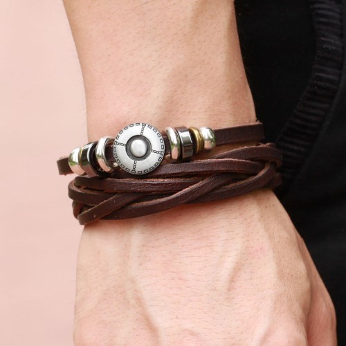 Handmade Brown Leather Fashion Bracelet |image