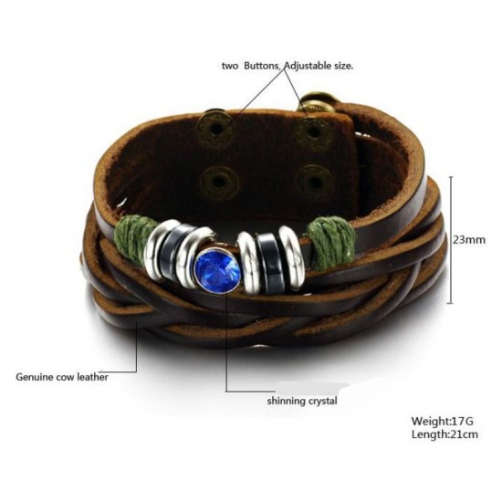 Handmade Brown Cow Leather Men Bracelet |image
