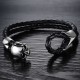 Skull Design Handmade Men Leather Bracelet |image