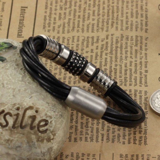 Handmade with Magnet Buckle MenLeather Bracelet |image