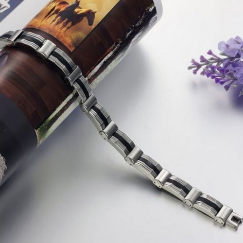 Men Stainless Steel Toggle Clasp Silver Bracelet |image