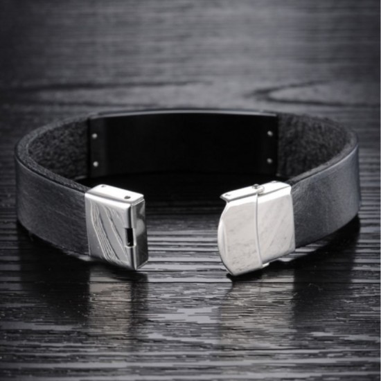 Crystal Beads Designed Leather Men Bracelet |image